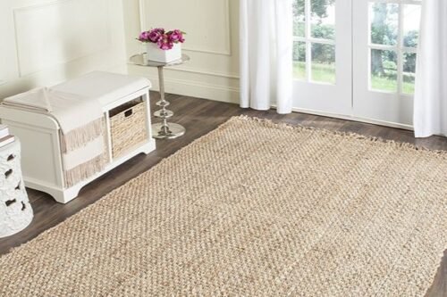 Durable sisal rugs place in front of door