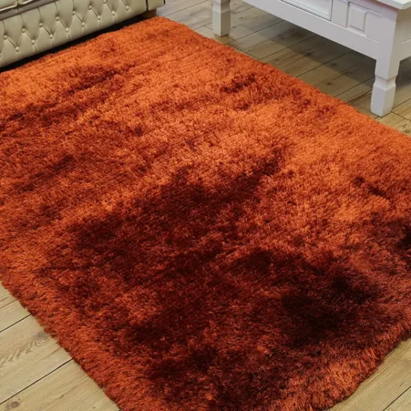 Ultra Thick Plush Shaggy Rug Rust Orange