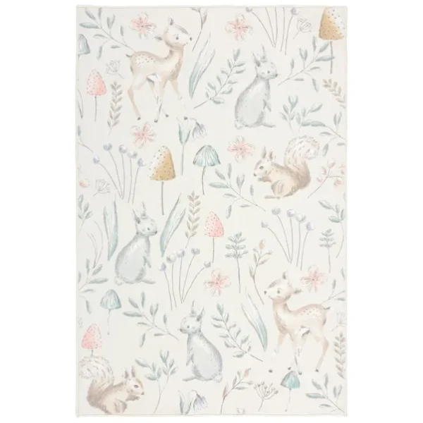 Woodland Animals Washable Faux Fur Rug
