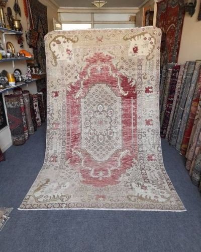 Ornate vintage Turkish area rug