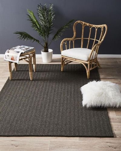 minimalist black sisal rugs in living room