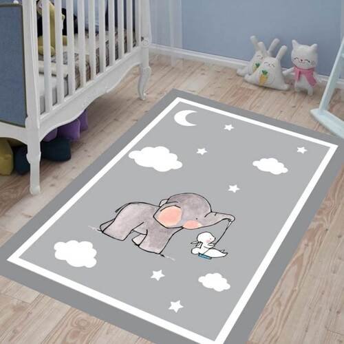 Cute elephant nursery floor rug