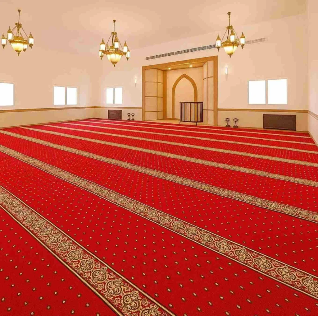 Red mosque prayer hall carpet