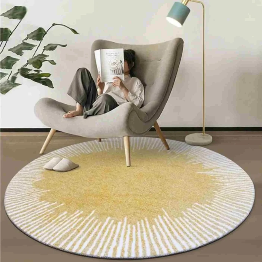 Contemporary round rug reading nook