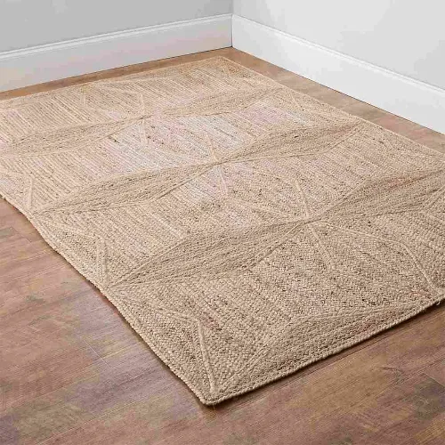 Handwoven square jute area rug