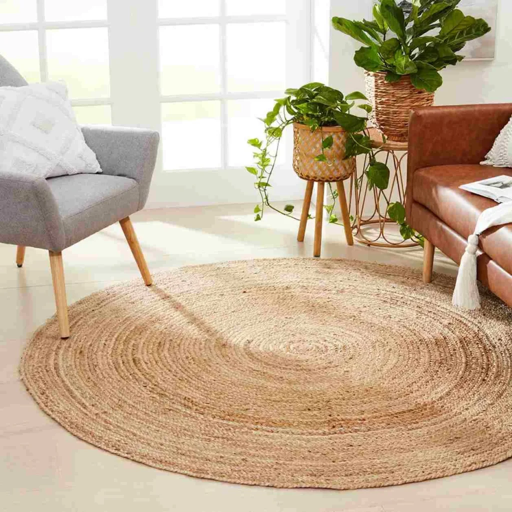 Natural jute round living rug