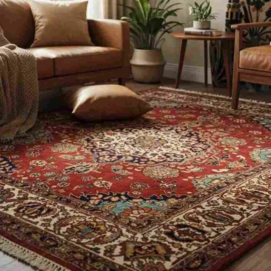 Persian rug in cozy living room