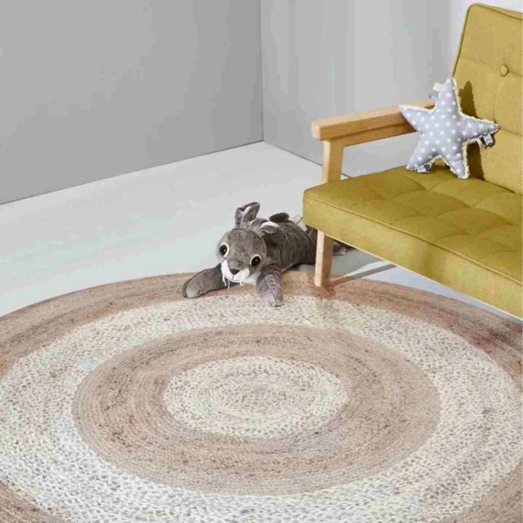 Round braided rug cozy room