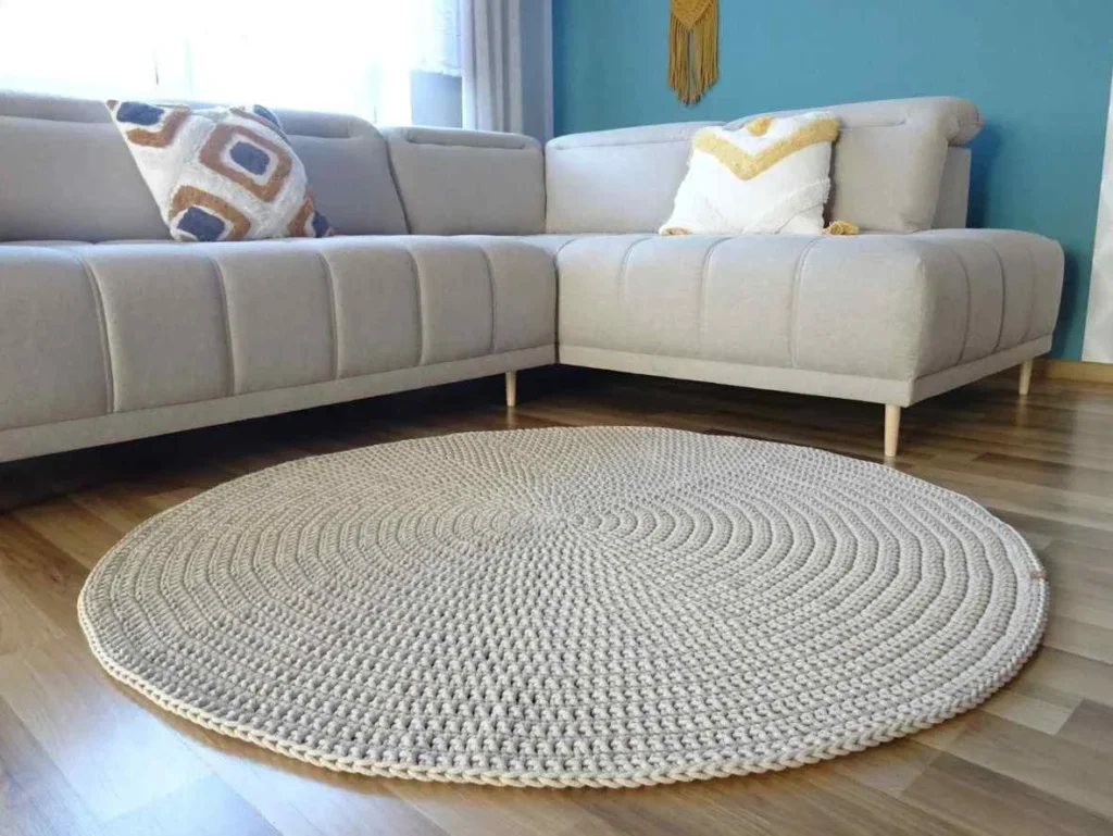 Round woven rug living room